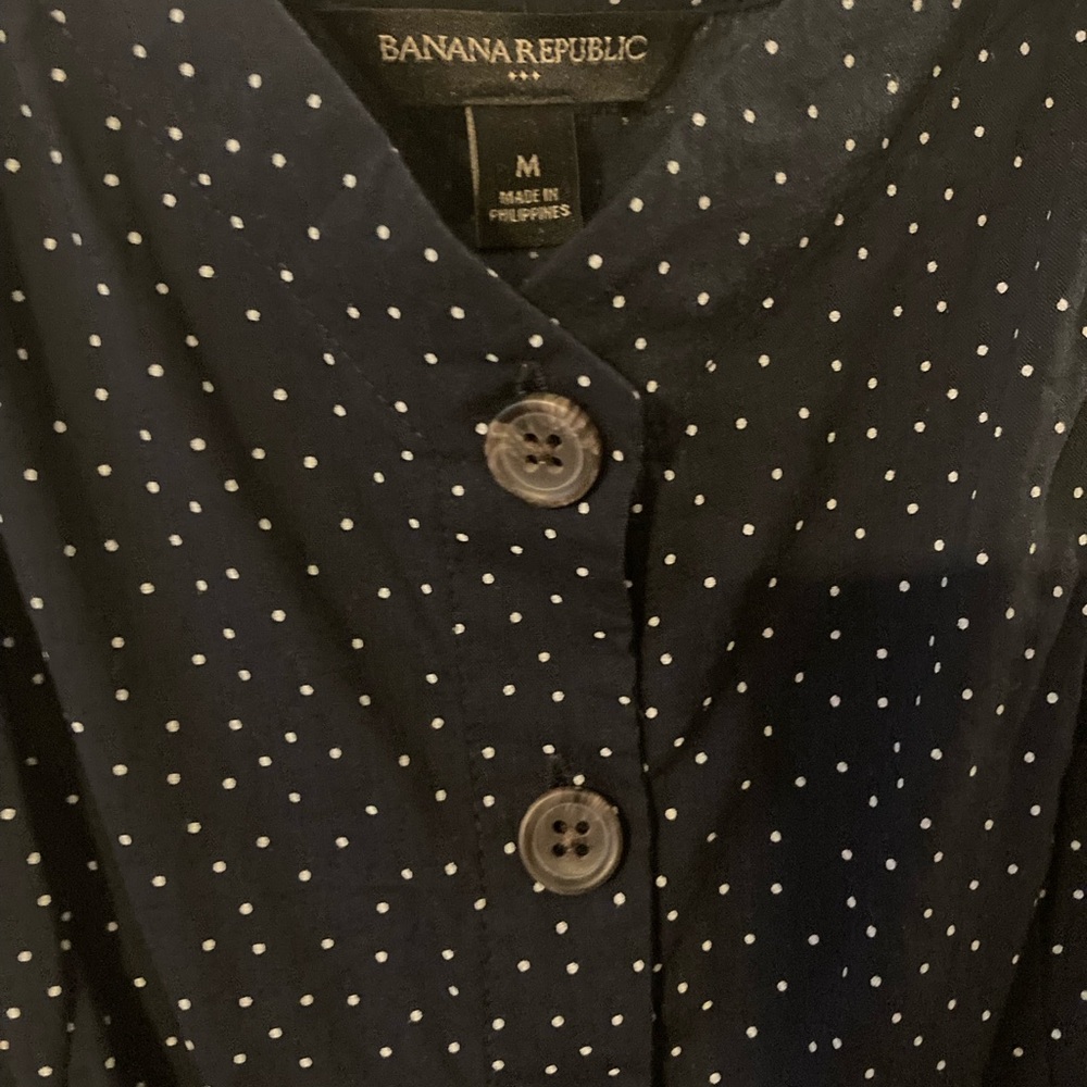 Banana Republic button down dress in Navy Blue with polka dots